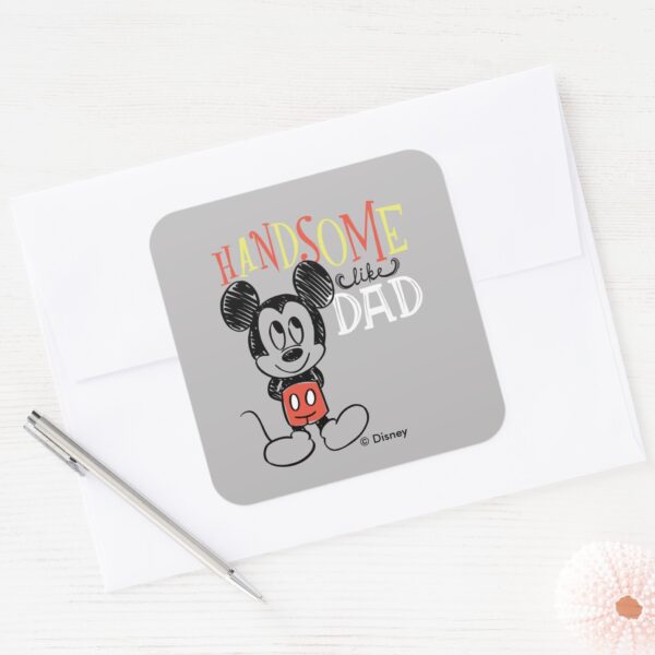 Mickey_Mouse___Handsom_Like_Dad_Square_Sticker_3 Mickey Mouse Handsom Like Dad Square Sticker