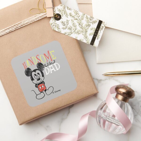 Mickey_Mouse___Handsom_Like_Dad_Square_Sticker_5 Mickey Mouse Handsom Like Dad Square Sticker