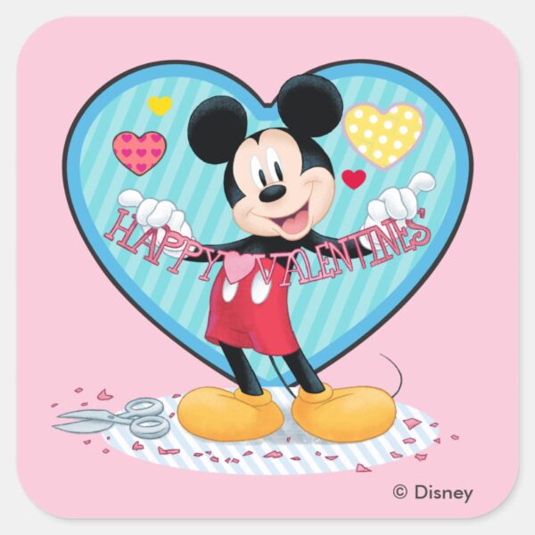 Mickey_Mouse___Happy_Valentines_Day_Cutout_Square_Sticker_1 Mickey Mouse Happy Valentines Day Cutout Square Sticker