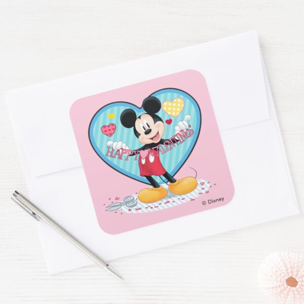 Mickey_Mouse___Happy_Valentines_Day_Cutout_Square_Sticker_3 Mickey Mouse Happy Valentines Day Cutout Square Sticker