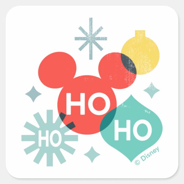 Mickey_Mouse___Ho_Ho_Ho_Square_Sticker_1 Mickey Mouse Ho Ho Ho Square Sticker