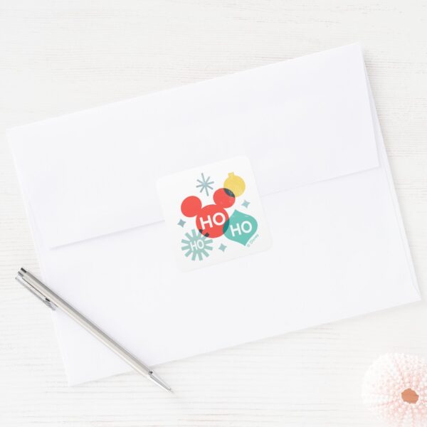 Mickey_Mouse___Ho_Ho_Ho_Square_Sticker_3 Mickey Mouse Ho Ho Ho Square Sticker