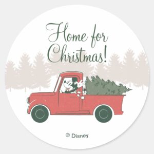 Mickey Mouse Home For Christmas Classic Round Sticker