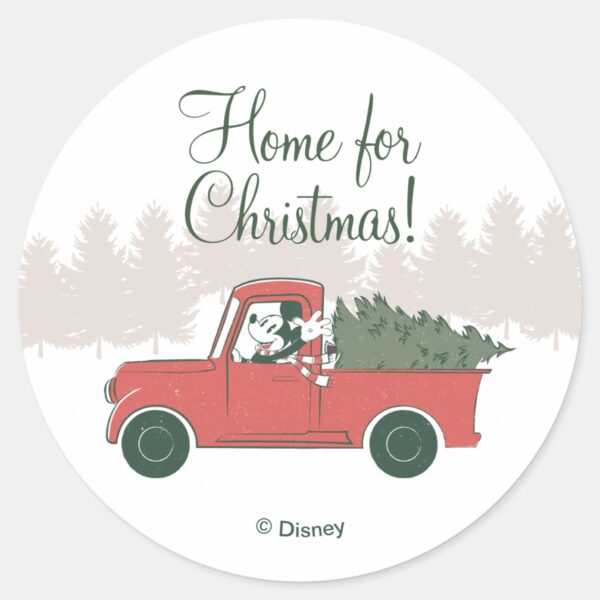 Mickey_Mouse___Home_for_Christmas_Classic_Round_Sticker_1 Mickey Mouse Home For Christmas Classic Round Sticker
