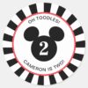 Mickey Mouse Icon Black White Striped Birthday Classic Round Sticker