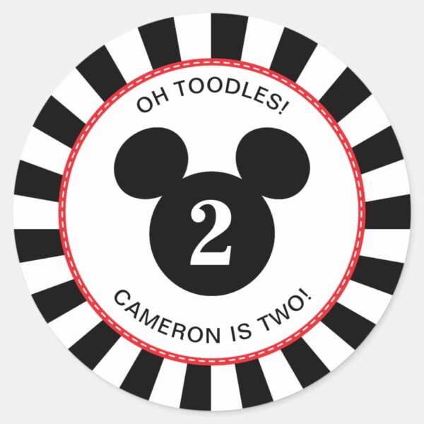 Mickey_Mouse___Icon_Black_&_White_Striped_Birthday_Classic_Round_Sticker_2 Mickey Mouse Icon Black White Striped Birthday Classic Round Sticker