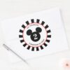 Mickey Mouse Icon Black White Striped Birthday Classic Round Sticker