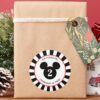 Mickey Mouse Icon Black White Striped Birthday Classic Round Sticker