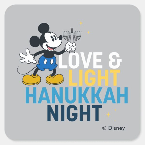 Mickey_Mouse___Love_&_Light_Hanukkah_Night_Square_Sticker_1 Mickey Mouse Love Light Hanukkah Night Square Sticker