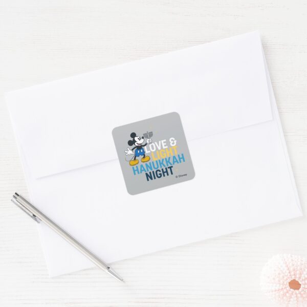 Mickey_Mouse___Love_&_Light_Hanukkah_Night_Square_Sticker_3 Mickey Mouse Love Light Hanukkah Night Square Sticker