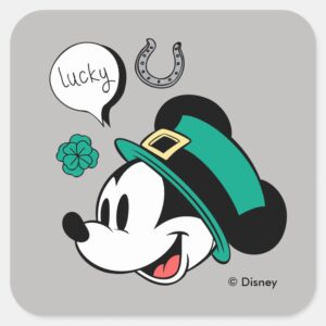 Mickey_Mouse___Lucky_You_Square_Sticker_1 Mickey Mouse Lucky You Square Sticker