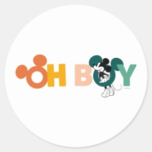 Mickey Mouse Oh Boy Classic Round Sticker