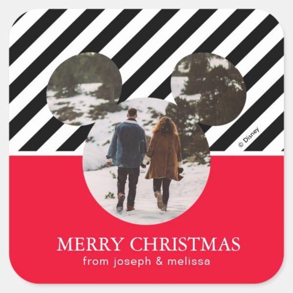 Mickey Mouse Our First Christmas Married Square Square Sticker