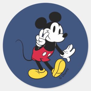 Mickey_Mouse___Peace_Out_Classic_Round_Sticker_1 Mickey Mouse Peace Out Classic Round Sticker