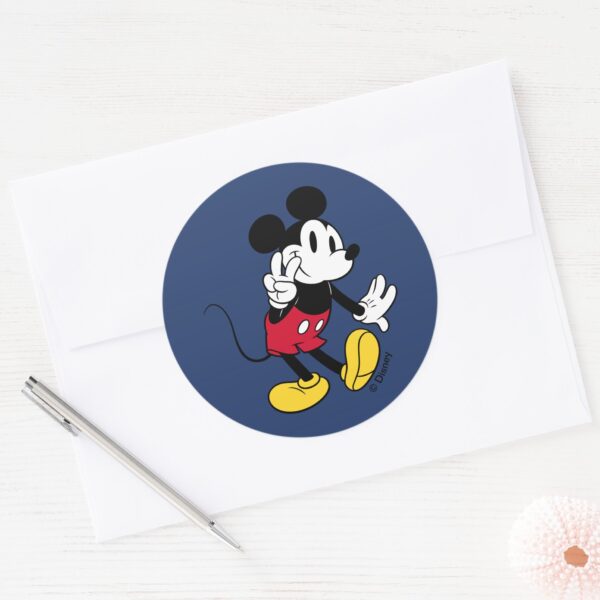 Mickey_Mouse___Peace_Out_Classic_Round_Sticker_3 Mickey Mouse Peace Out Classic Round Sticker