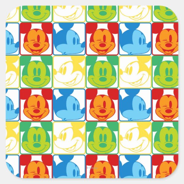 Mickey_Mouse___Pop_Art_Pattern_Square_Sticker_1 Mickey Mouse Pop Art Pattern Square Sticker