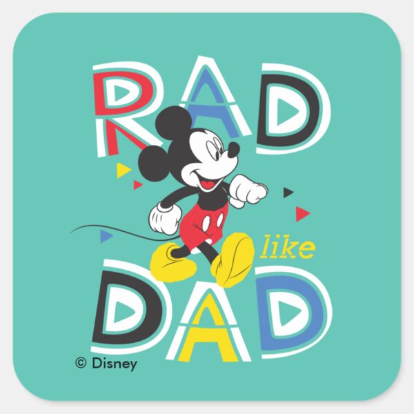 Mickey_Mouse___Rad_Like_Dad_Square_Sticker_1 Mickey Mouse Rad Like Dad Square Sticker