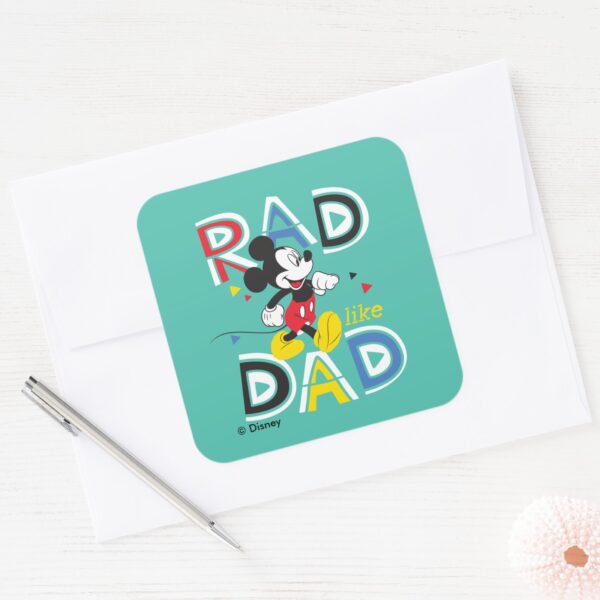 Mickey_Mouse___Rad_Like_Dad_Square_Sticker_3 Mickey Mouse Rad Like Dad Square Sticker