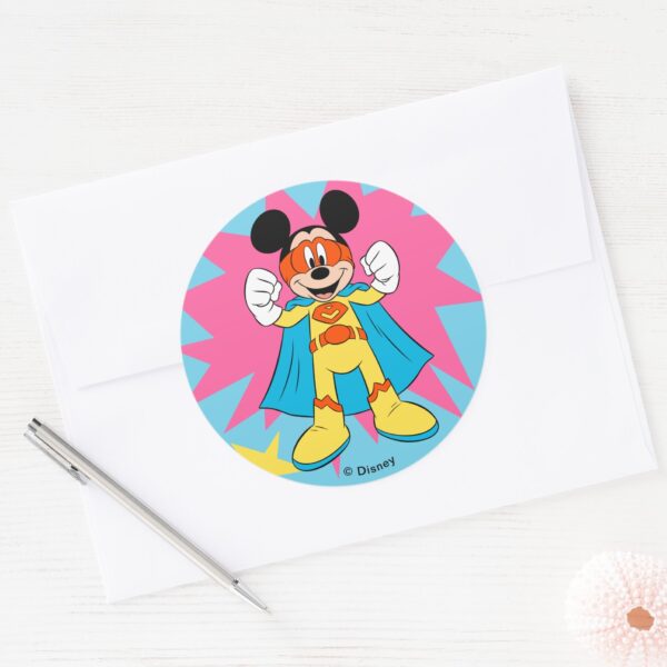 Mickey_Mouse___Super_Hero_Cute_Classic_Round_Sticker_3 Mickey Mouse Super Hero Cute Classic Round Sticker