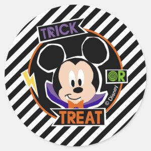 Mickey Mouse Trick Or Treat Halloween Party Classic Round Sticker