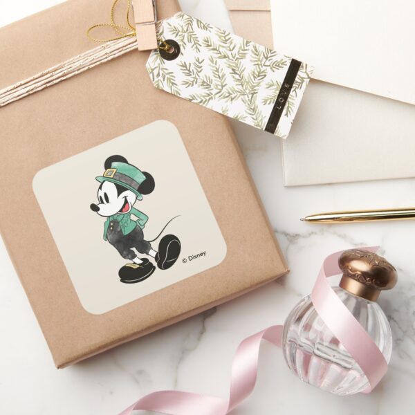 Mickey_Mouse___Watercolor_St._Patrick's_Day_Square_Sticker_5 Mickey Mouse Watercolor St. Patricks Day Square Sticker