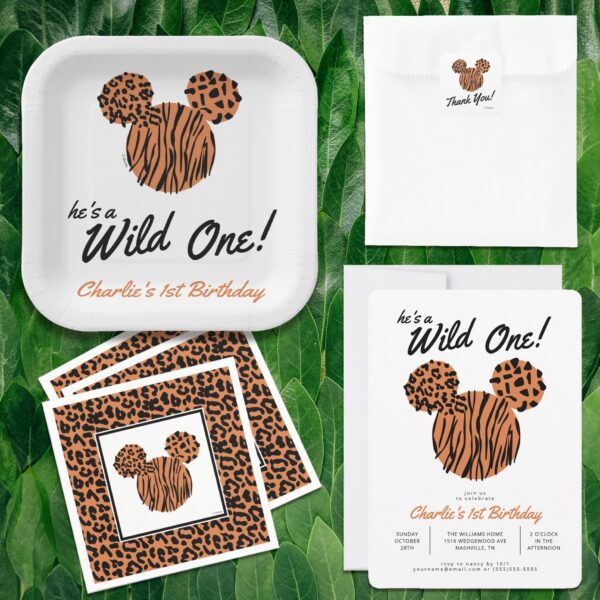 Mickey_Mouse___Wild_One_1st_Birthday_Square_Sticker_1 Mickey Mouse Wild One 1st Birthday Square Sticker