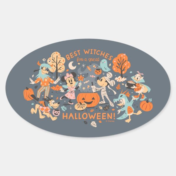 Mickey_&_Friends_Halloween_Best_Witches_Oval_Sticker_1 Mickey Friends Halloween Best Witches Oval Sticker