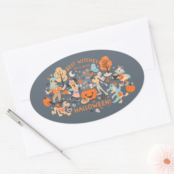 Mickey_&_Friends_Halloween_Best_Witches_Oval_Sticker_3 Mickey Friends Halloween Best Witches Oval Sticker