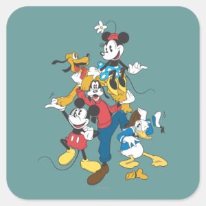 Mickey Friends Classic Group Square Sticker