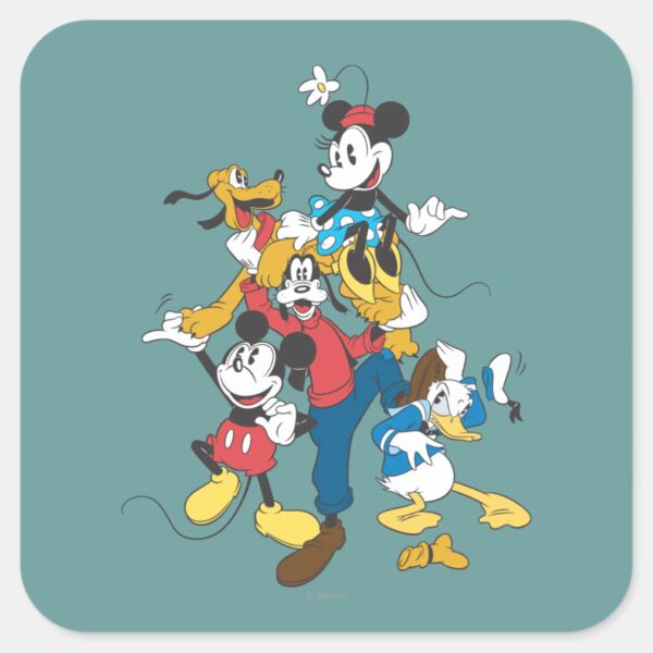 Mickey_&_Friends___Classic_Group_Square_Sticker_1 Mickey Friends Classic Group Square Sticker