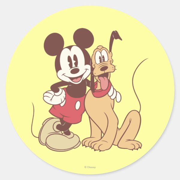 Mickey_&_Friends___Classic_Mickey_&_Pluto_Classic_Round_Sticker_1 Mickey Friends Classic Mickey Pluto Classic Round Sticker