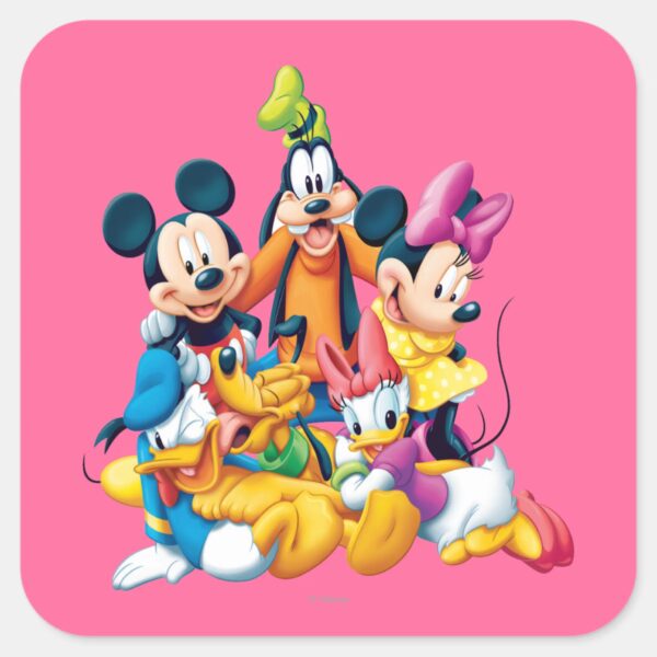 Mickey Friends Fab Five Square Sticker