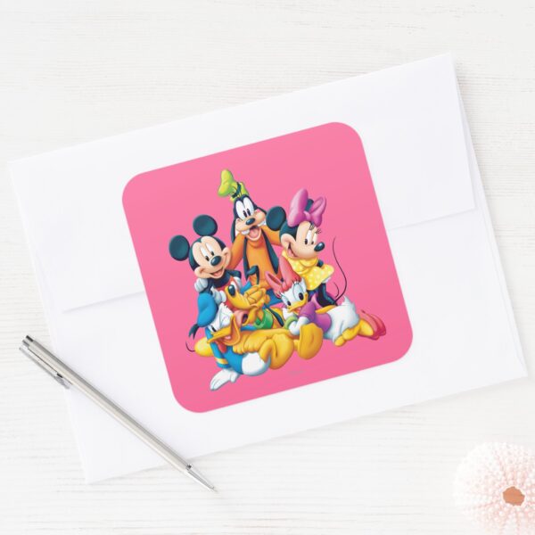 Mickey Friends Fab Five Square Sticker