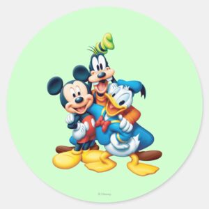 Mickey Friends Group Hug Classic Round Sticker