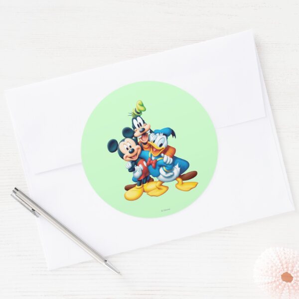 Mickey Friends Group Hug Classic Round Sticker