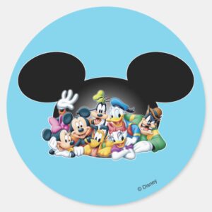 Mickey Friends Group In Mickey Ears Classic Round Sticker