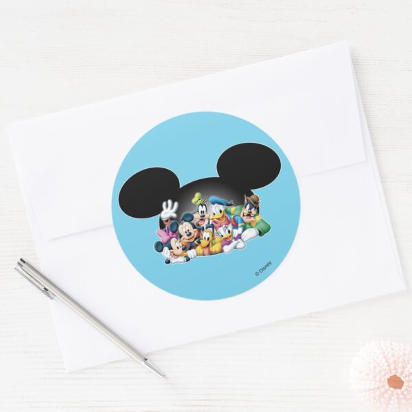 Mickey Friends Group In Mickey Ears Classic Round Sticker