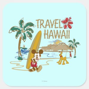 Mickey Friends Hawaii Square Sticker