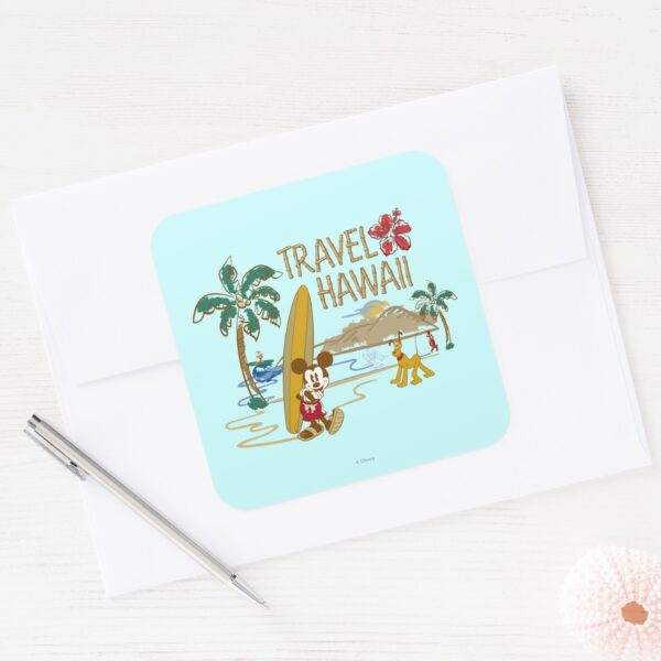 Mickey Friends Hawaii Square Sticker