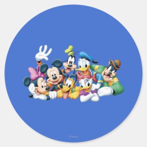 Mickey Friends Kneeling Classic Round Sticker