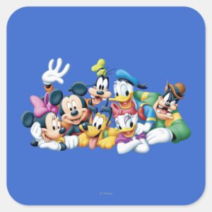 Mickey Friends Kneeling Square Sticker