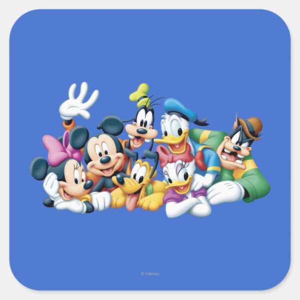 Mickey Friends Kneeling Square Sticker