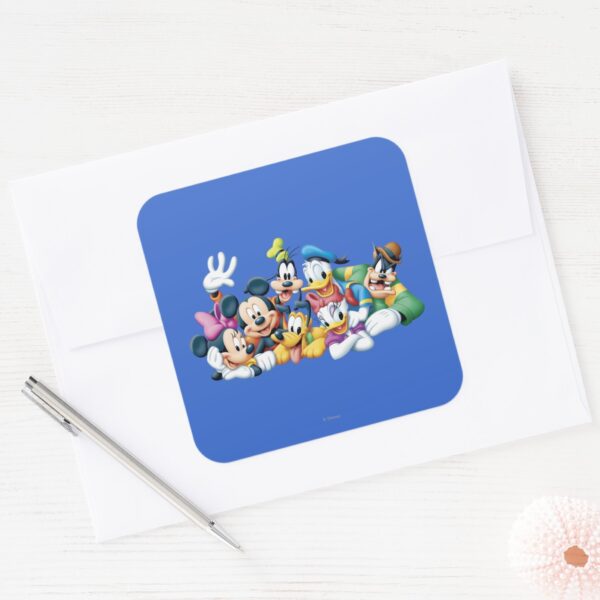 Mickey Friends Kneeling Square Sticker
