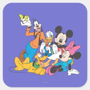 Mickey Friends Leaning Square Sticker