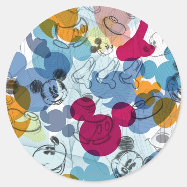 Mickey_&_Friends___Mouse_Head_Sketch_Pattern_Classic_Round_Sticker_1 Mickey Friends Mouse Head Sketch Pattern Classic Round Sticker