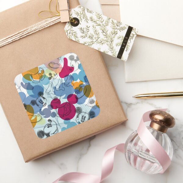 Mickey_&_Friends___Mouse_Head_Sketch_Pattern_Square_Sticker_5 Mickey Friends Mouse Head Sketch Pattern Square Sticker