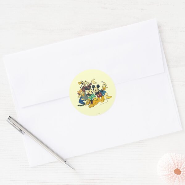 Mickey Friends Vintage Hug Classic Round Sticker