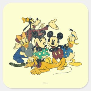 Mickey Friends Vintage Hug Square Sticker