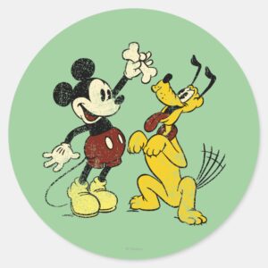 Mickey_&_Friends___Vintage_Mickey_&_Pluto_Classic_Round_Sticker_1 Mickey Friends Vintage Mickey Pluto Classic Round Sticker