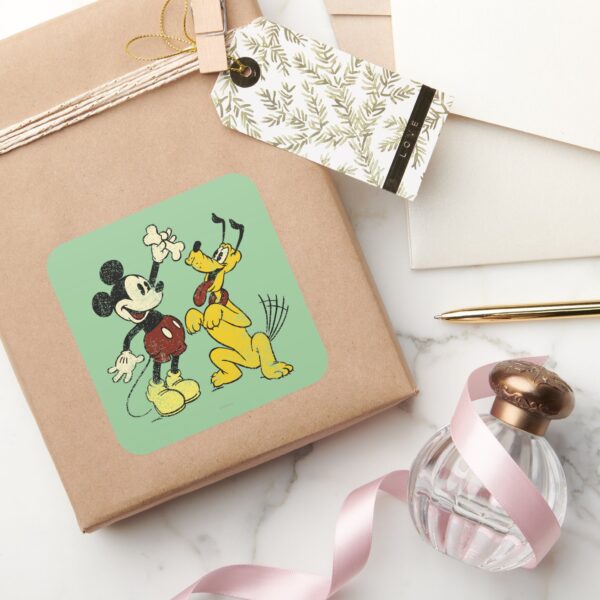 Mickey_&_Friends___Vintage_Mickey_&_Pluto_Square_Sticker_5 Mickey Friends Vintage Mickey Pluto Square Sticker